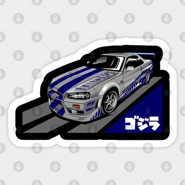 Nissan GTR 34 Paul Walker Livery Sticker by aredie19